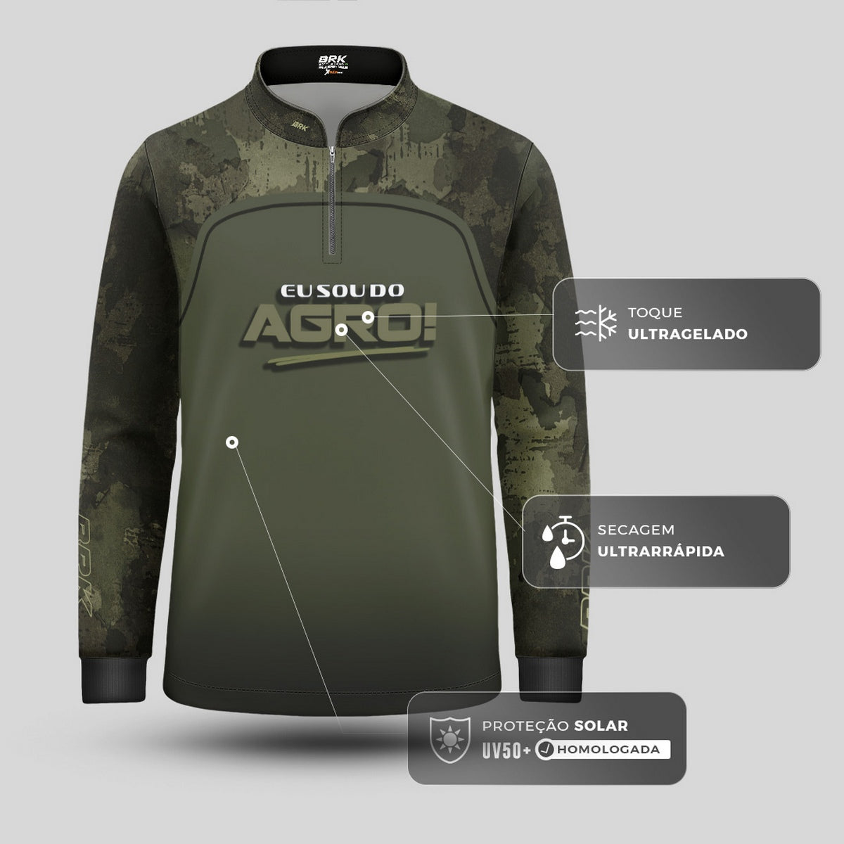 Camisa UV50 Agro Infantil Brk Eu Sou do Agro Básica Long Horn - Brk Agro