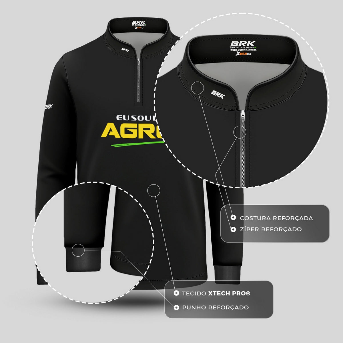 Camisa UV50 Agro Infantil Brk Eu Sou do Agro Preta Básica - Brk Agro