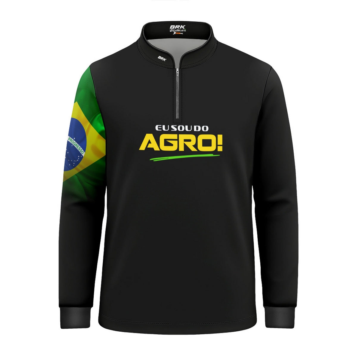 Camisa UV50 Agro Infantil Brk Eu Sou do Agro Preta Básica Bandeira do Brasil - Brk Agro