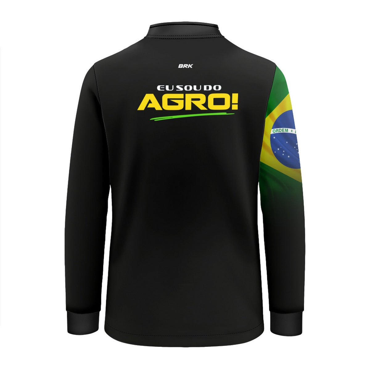 Camisa UV50 Agro Infantil Brk Eu Sou do Agro Preta Básica Bandeira do Brasil - Brk Agro