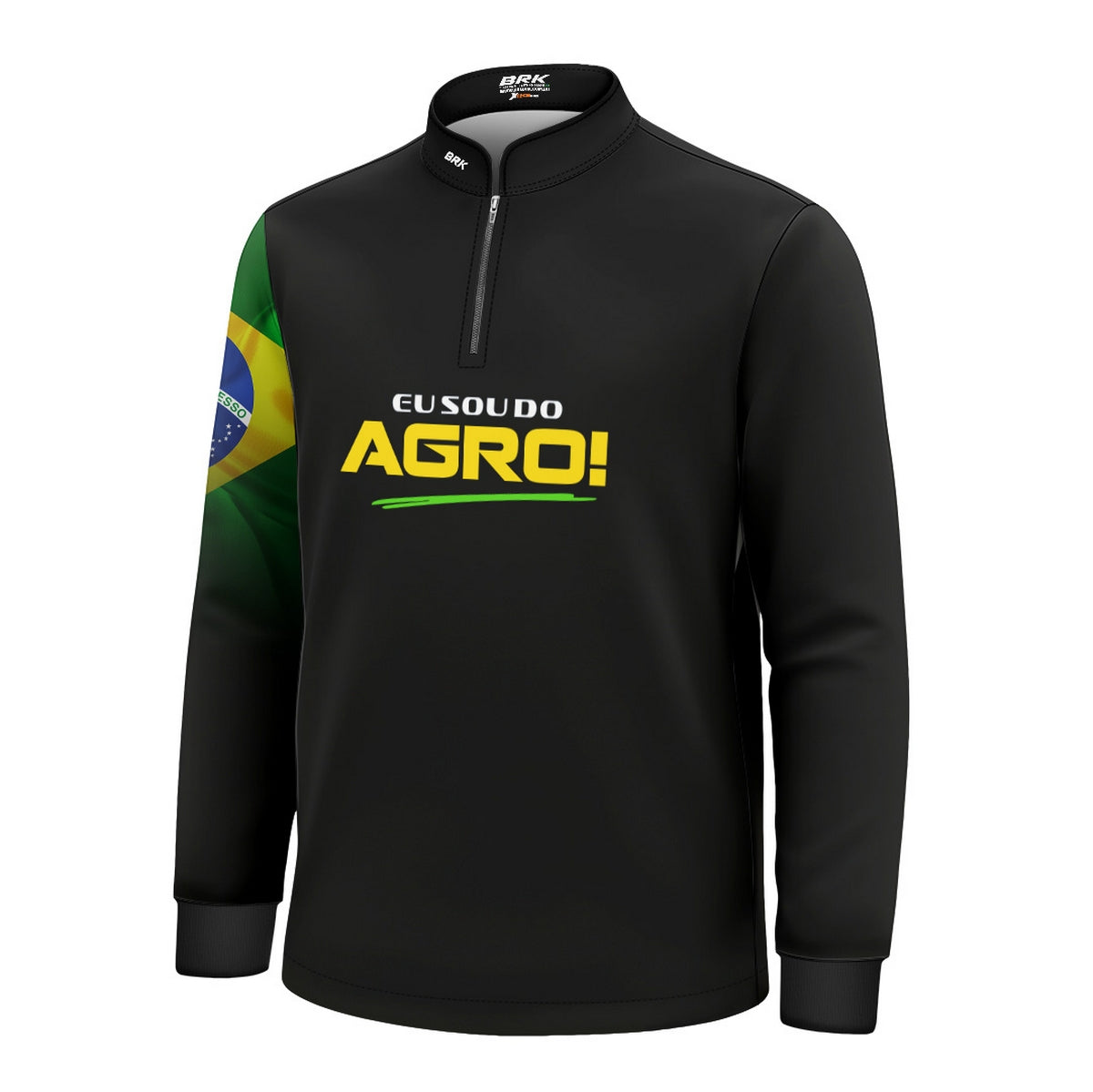 Camisa UV50 Agro Infantil Brk Eu Sou do Agro Preta Básica Bandeira do Brasil - Brk Agro