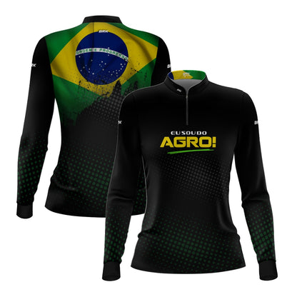 Camisa UV50 Agro Feminina Brk Eu Sou do Agro Preta - Brk Agro