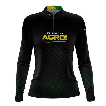 Camisa UV50 Agro Feminina Brk Eu Sou do Agro Preta - Brk Agro