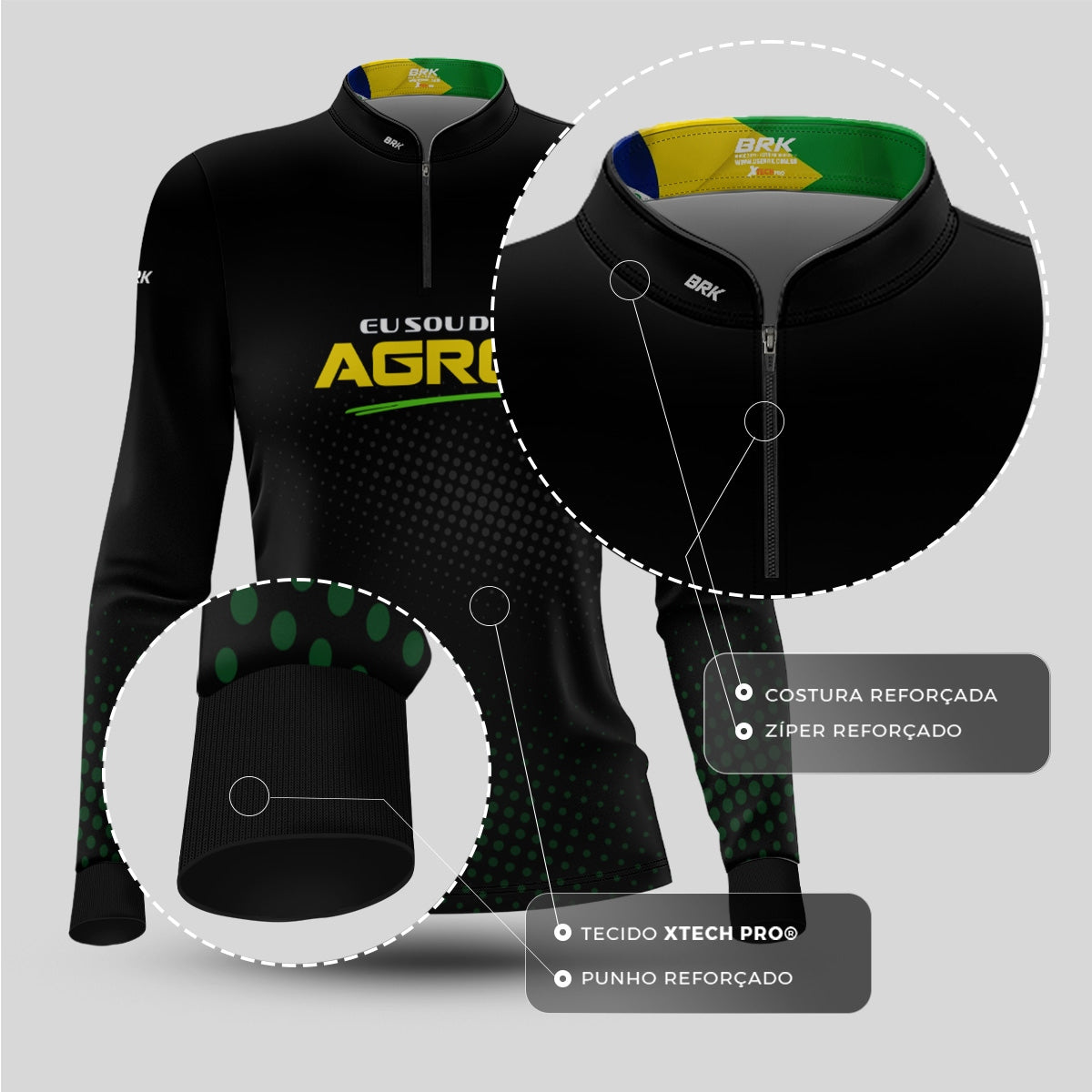 Camisa UV50 Agro Feminina Brk Eu Sou do Agro Preta - Brk Agro
