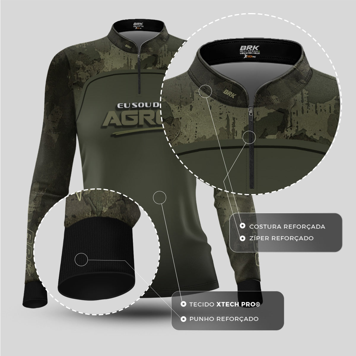 Camisa UV50 Agro Feminina Brk Eu Sou do Agro Básicas Long Horn - Brk Agro