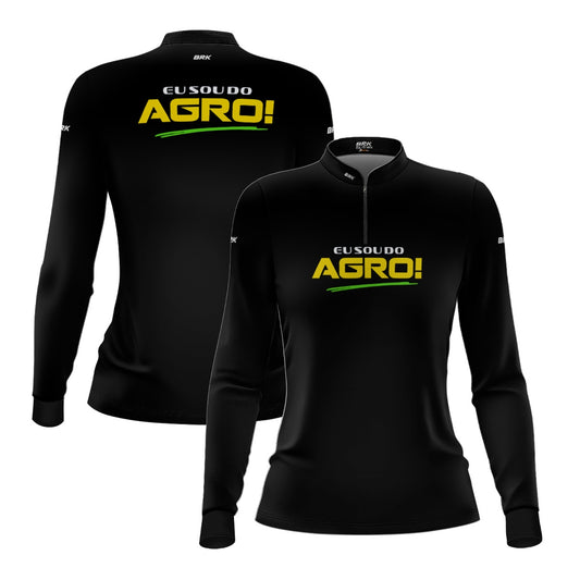 Camisa UV50 Agro Feminina Brk Eu Sou do Agro Preta Básica - Brk Agro