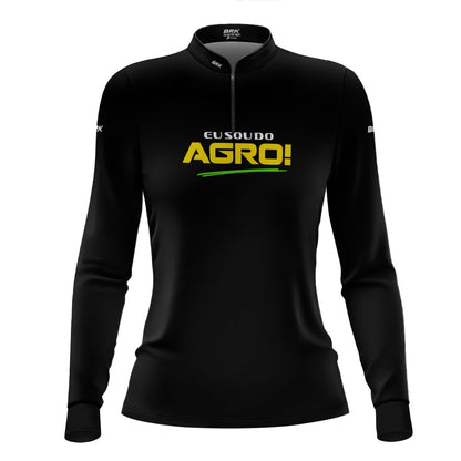 Camisa UV50 Agro Feminina Brk Eu Sou do Agro Preta Básica - Brk Agro