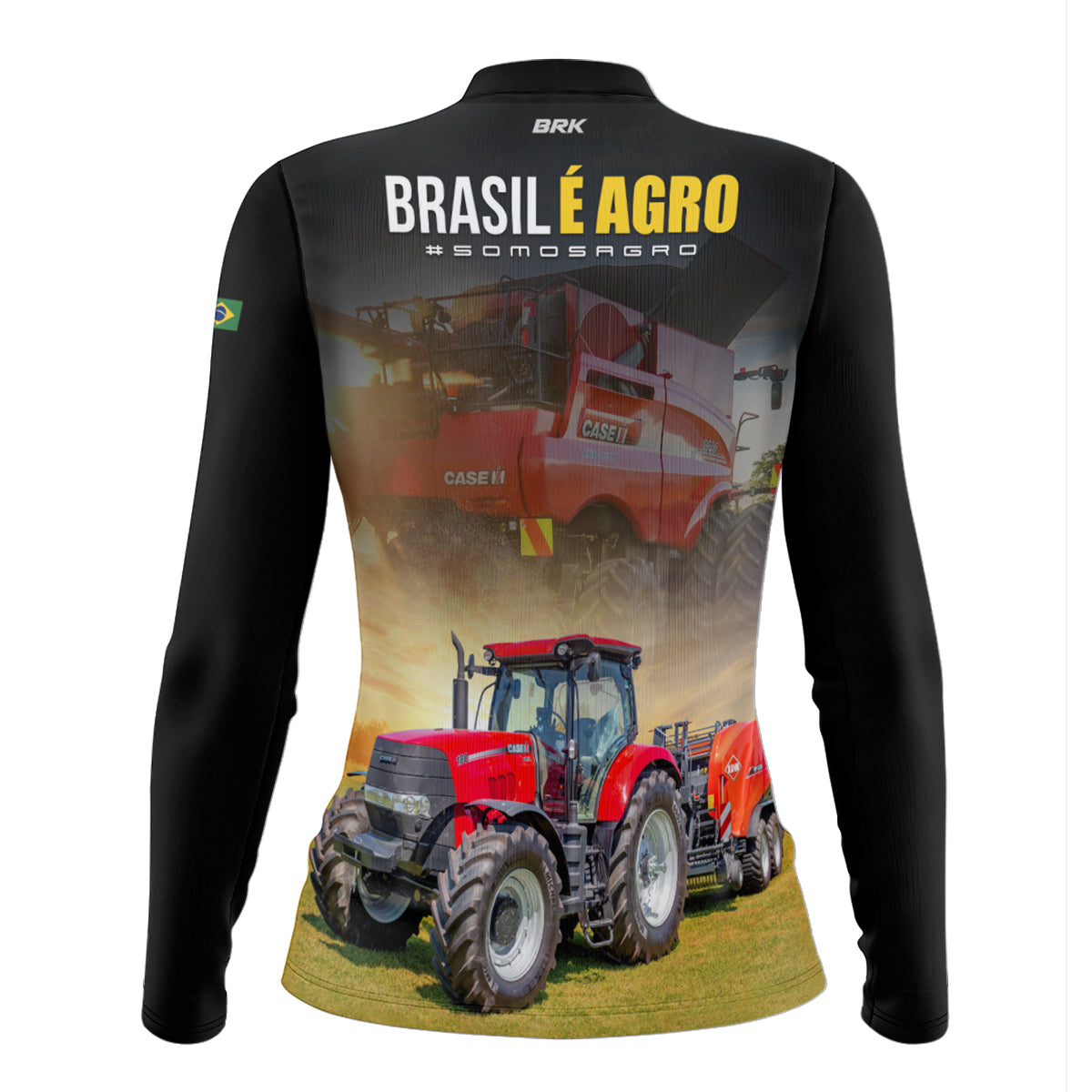 Camisa Agro Feminina Brk Trator Vermelho Brasil é Agro com Proteção UV50 - Brk Agro