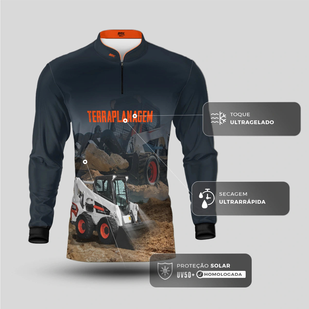 Camisa Agro Brk Terraplanagem BobCat com Proteção UV50 - Brk Agro