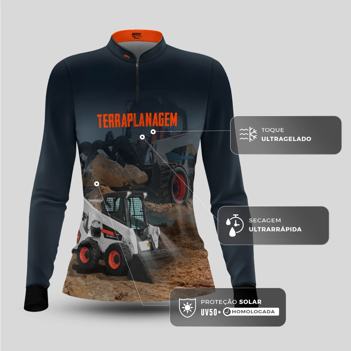 Camisa Agro Feminina Brk Terraplanagem BobCat com Proteção UV50 - Brk Agro