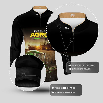 Camisa Agro Brk Eu Sou do Agro Colheitadeira com Proteção UV50 - Brk Agro