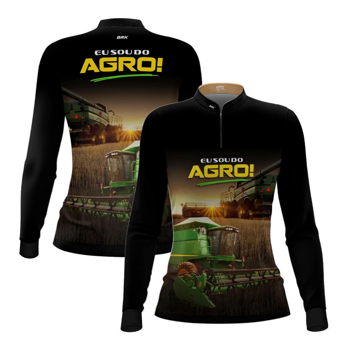 Camisa Agro Feminina Brk Eu Sou do Agro Colheitadeira com Proteção UV50 - Brk Agro