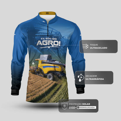 Camisa Agro Brk Eu Sou do Agro Colheitadeira Duplo Rotor com Proteção UV50 - Brk Agro
