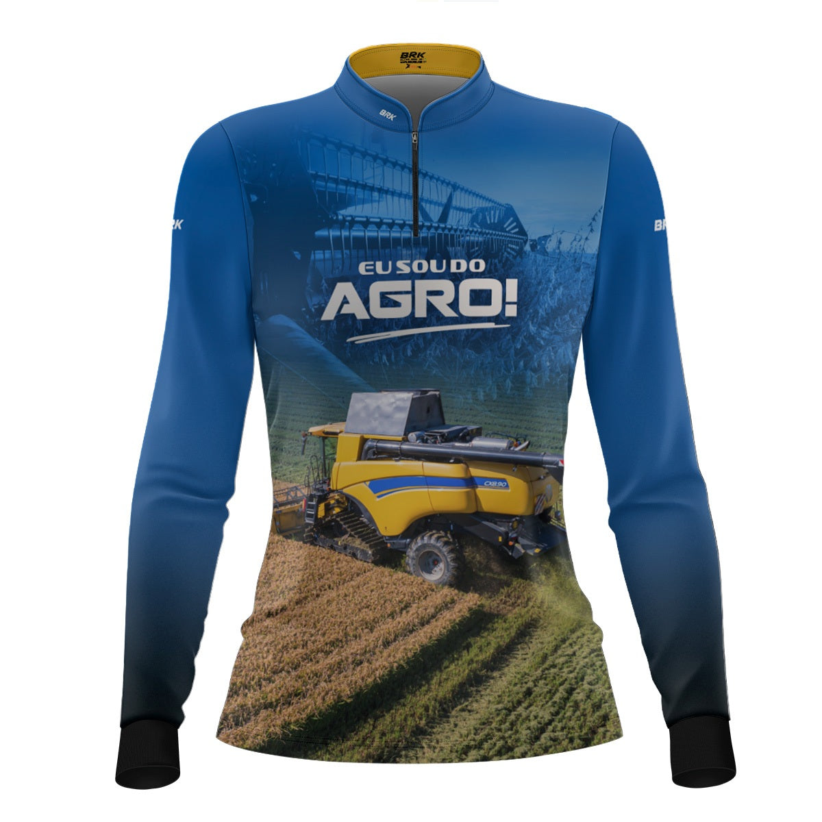 Camisa Agro Feminina Brk Eu Sou do Agro Colheitadeira Duplo Rotor com Proteção UV50 - Brk Agro
