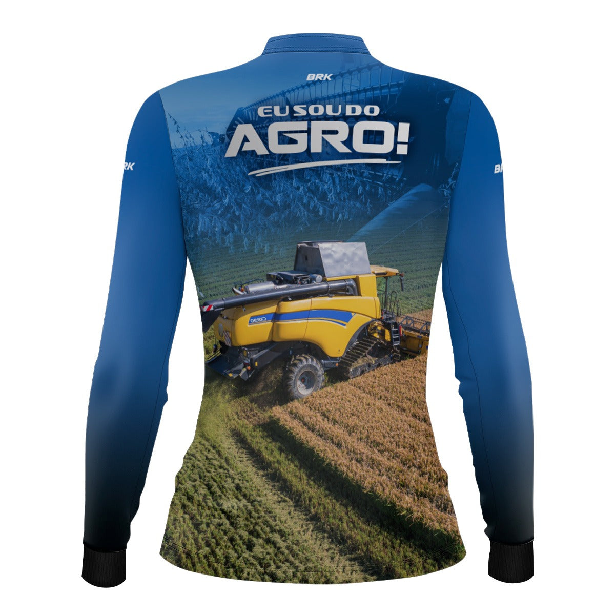 Camisa Agro Feminina Brk Eu Sou do Agro Colheitadeira Duplo Rotor com Proteção UV50 - Brk Agro