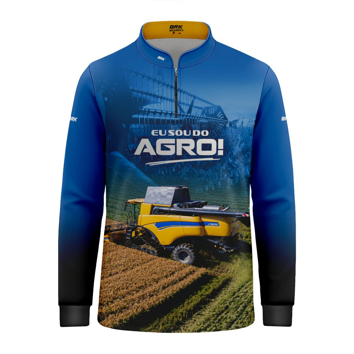Camisa Agro Infantil Brk Eu Sou do Agro Colheitadeira Duplo Rotor com Proteção UV50 - Brk Agro