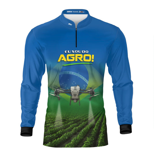 Camisa Agro Brk Eu Sou do Agro Drone Agrícola Brasil com Proteção UV50 - Brk Agro