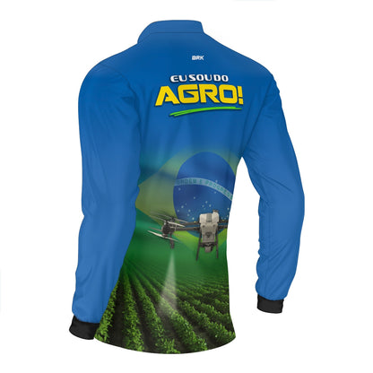 Camisa Agro Brk Eu Sou do Agro Drone Agrícola Brasil com Proteção UV50 - Brk Agro