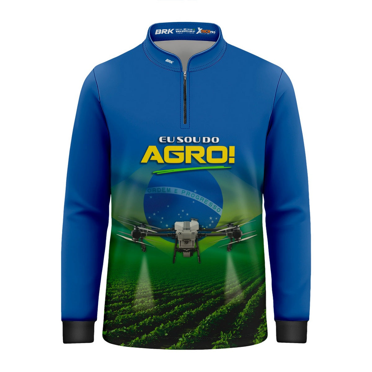 Camisa Agro Infantil Brk Eu Sou do Agro Drone Agrícola Brasil com Proteção UV50 - Brk Agro