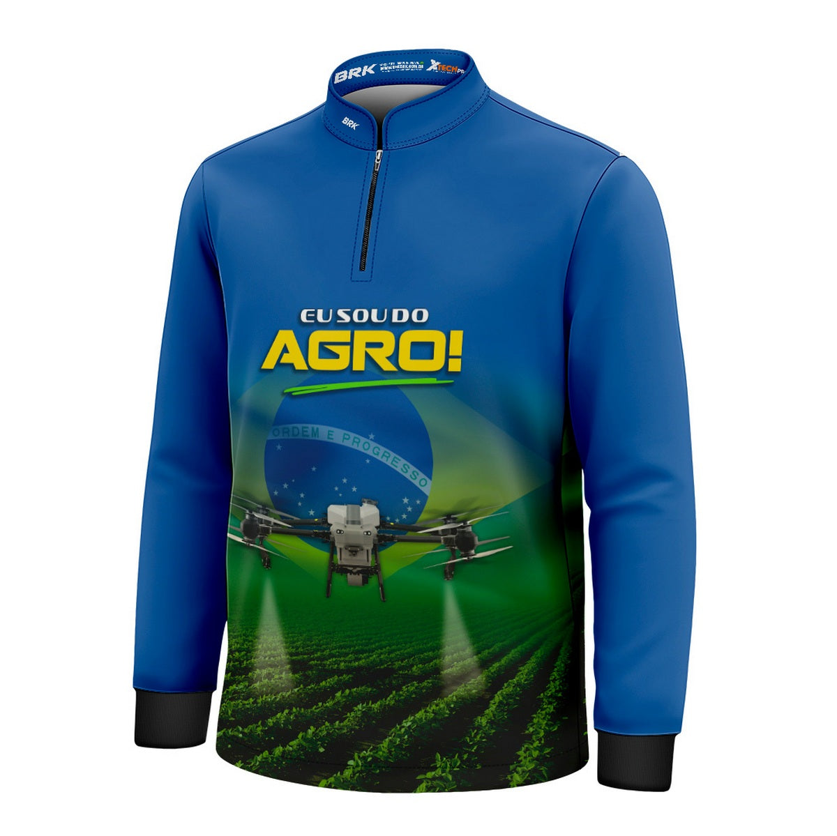 Camisa Agro Infantil Brk Eu Sou do Agro Drone Agrícola Brasil com Proteção UV50 - Brk Agro