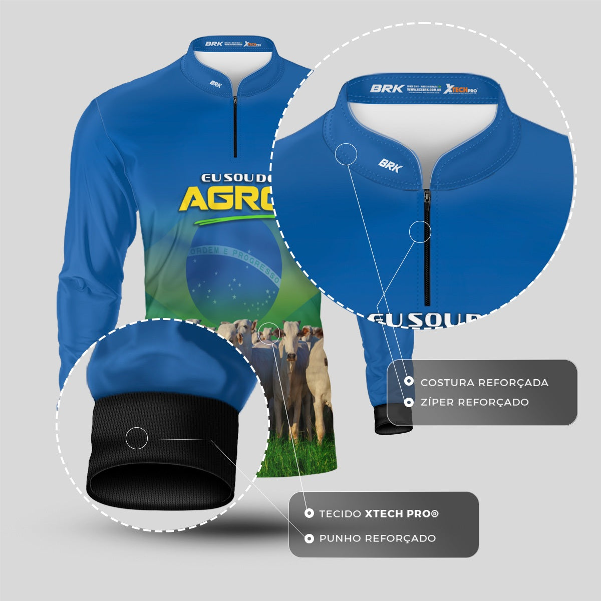 Camisa Agro Brk Eu Sou do Agro Gado com Proteção UV50 - Brk Agro