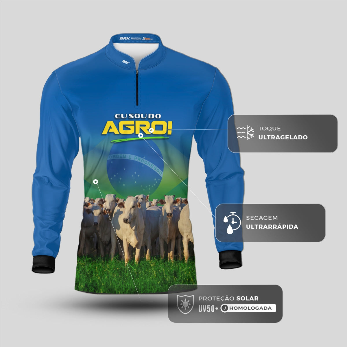 Camisa Agro Brk Eu Sou do Agro Gado com Proteção UV50 - Brk Agro