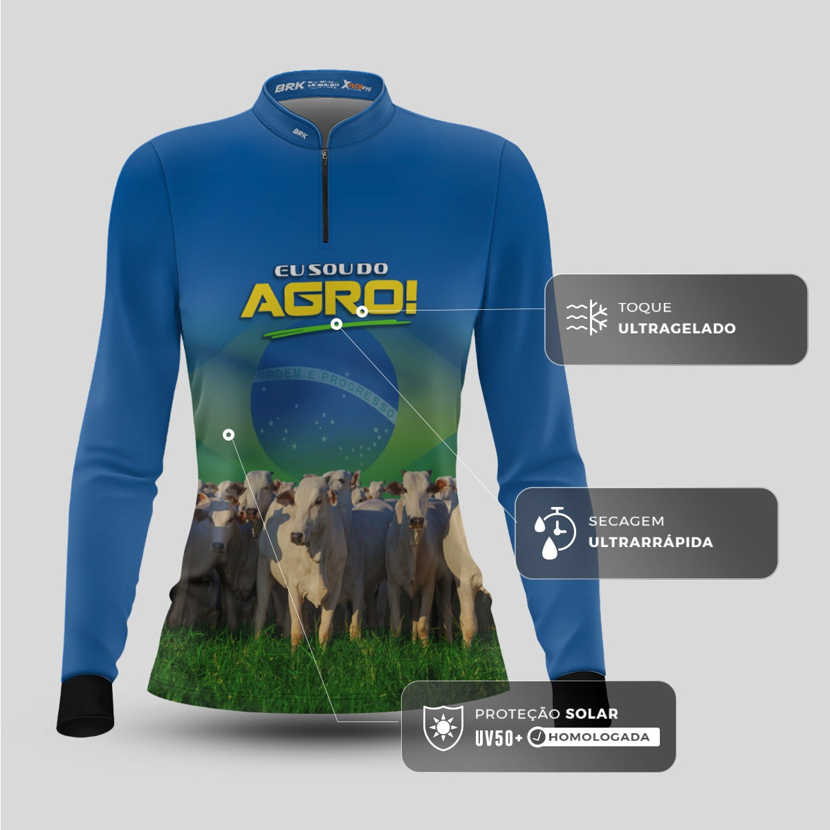 Camisa Agro Feminina Brk Eu Sou do Agro Gado com Proteção UV50 - Brk Agro