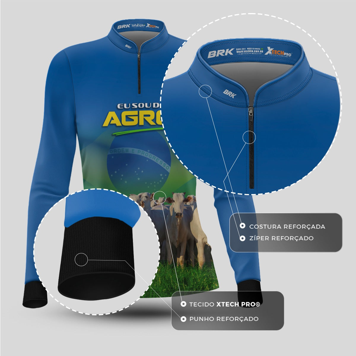 Camisa Agro Feminina Brk Eu Sou do Agro Gado com Proteção UV50 - Brk Agro