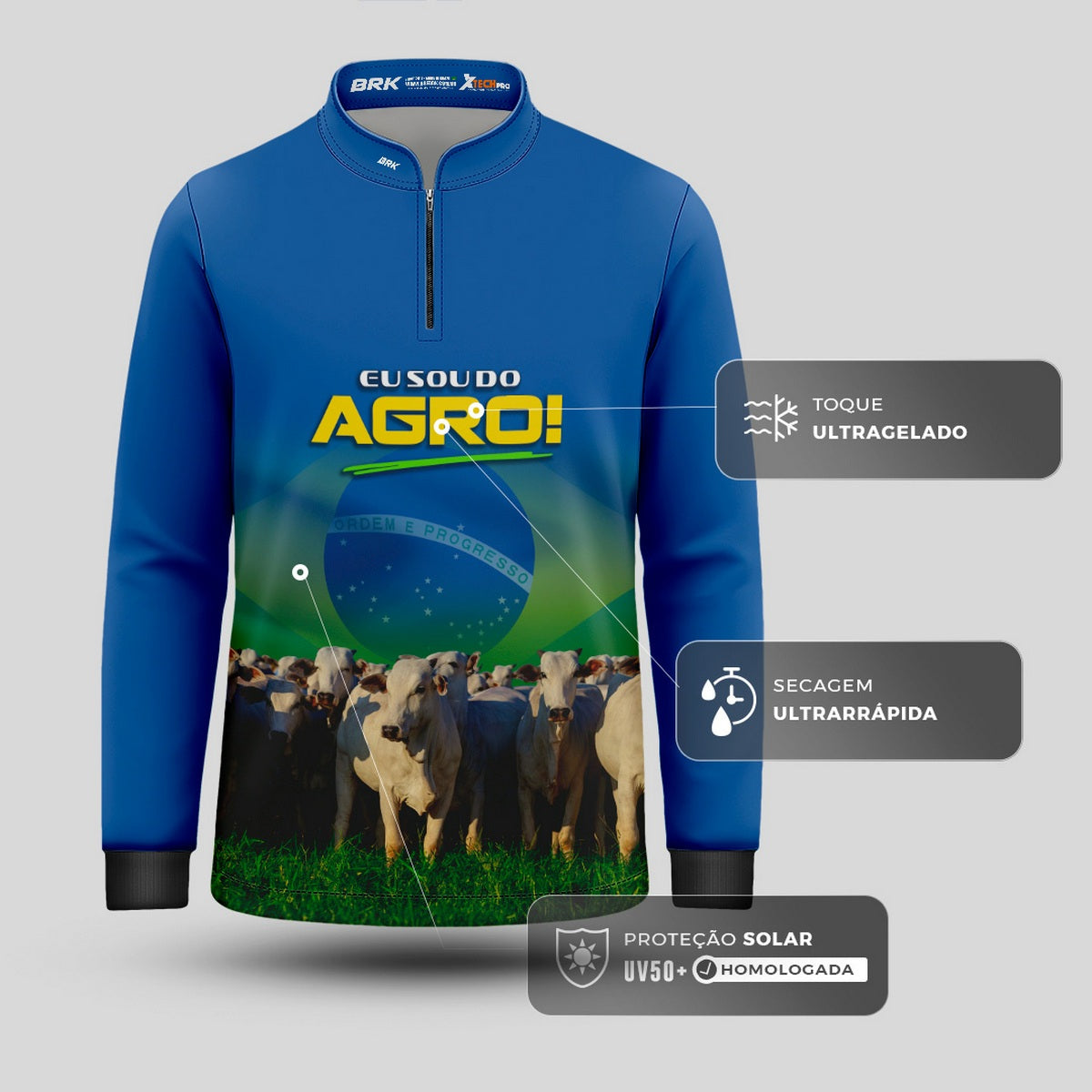 Camisa Agro Infantil Brk Eu Sou do Agro Gado com Proteção UV50 - Brk Agro