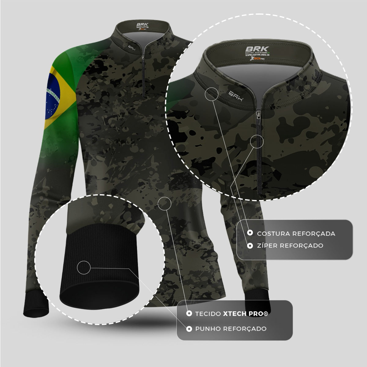 Camisa Agro Feminina Brk Eu Sou do Agro Camu Brasil com Proteção UV50 - Brk Agro
