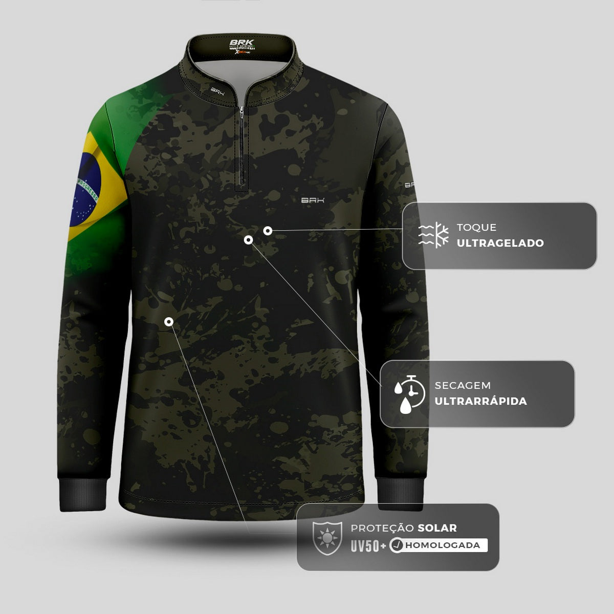 Camisa Agro Infantil Brk Eu Sou do Agro Camu Brasil com Proteção UV50 - Brk Agro