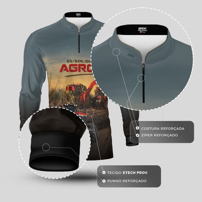 Camisa Agro Brk Eu Sou do Agro Trator Agrícola com Proteção UV50 - Brk Agro