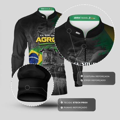 Camisa Agro Brk Eu Sou do Agro Colheitadeira Axial com Proteção UV50 - Brk Agro