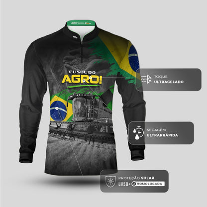 Camisa Agro Brk Eu Sou do Agro Colheitadeira Axial com Proteção UV50 - Brk Agro