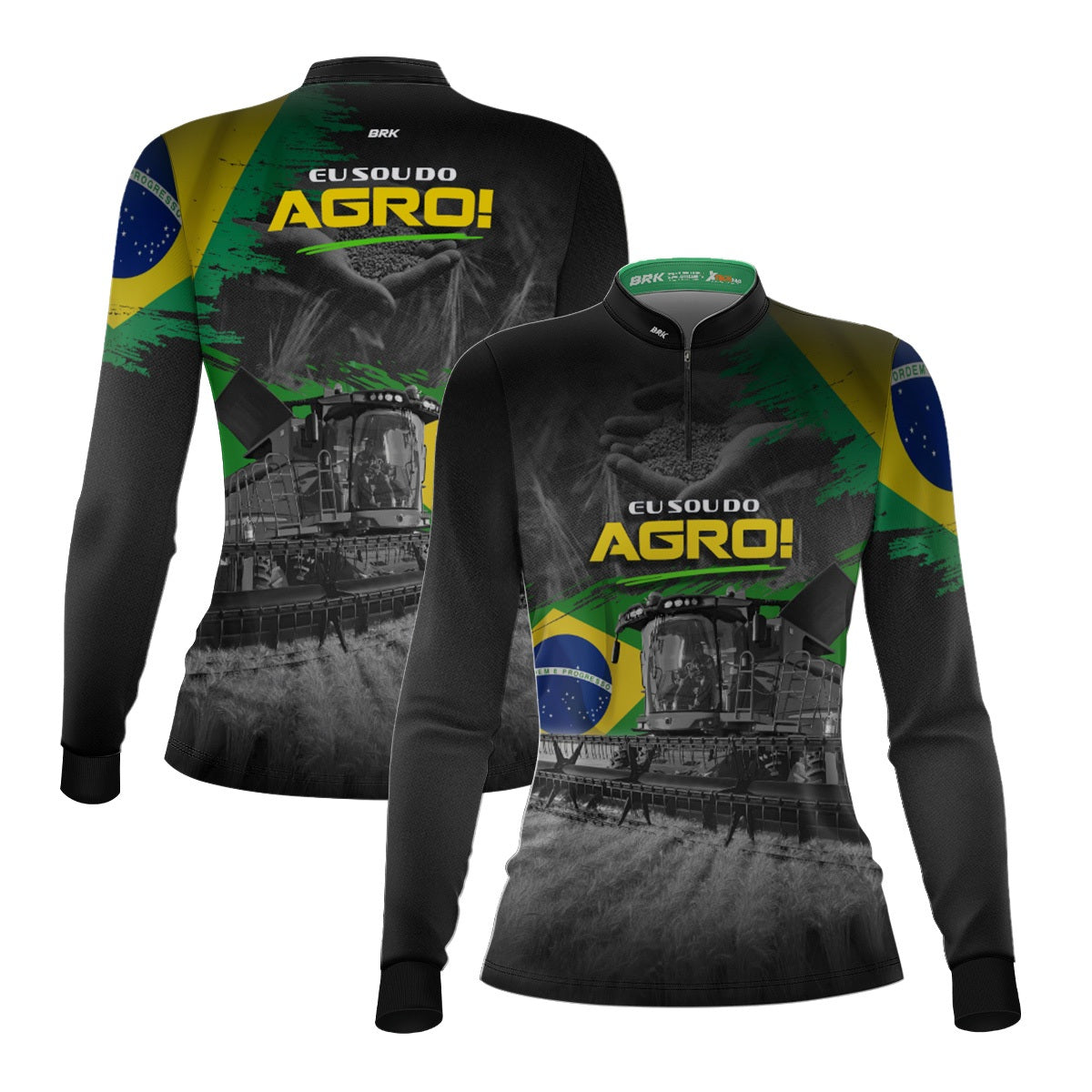 Camisa Agro Feminina Brk Eu Sou do Agro Colheitadeira Axial com Proteção UV50 - Brk Agro