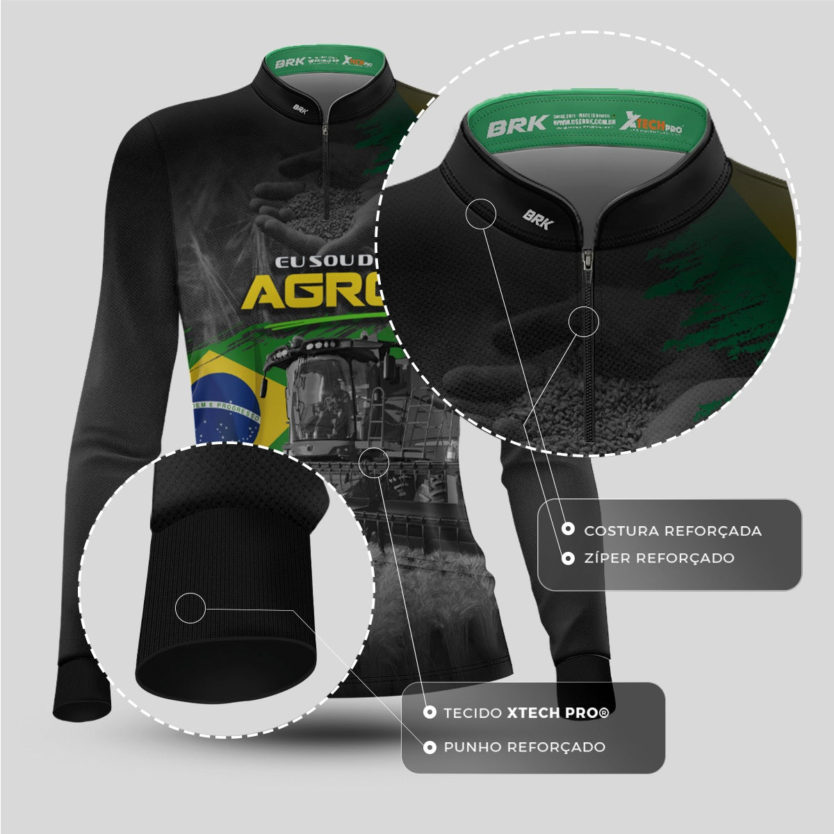 Camisa Agro Feminina Brk Eu Sou do Agro Colheitadeira Axial com Proteção UV50 - Brk Agro