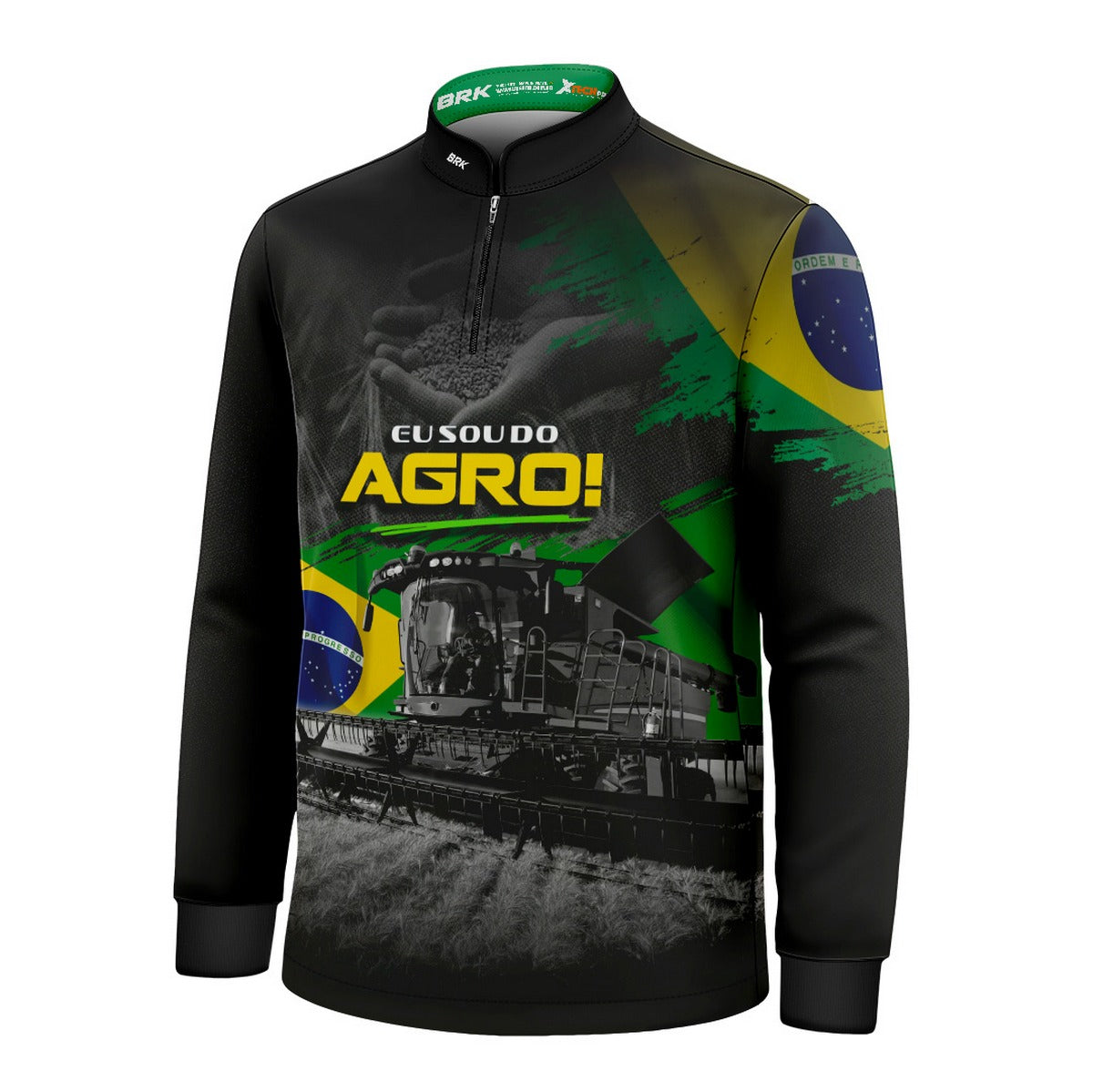Camisa Agro Infantil Brk Eu Sou do Agro Colheitadeira Axial com Proteção UV50 - Brk Agro