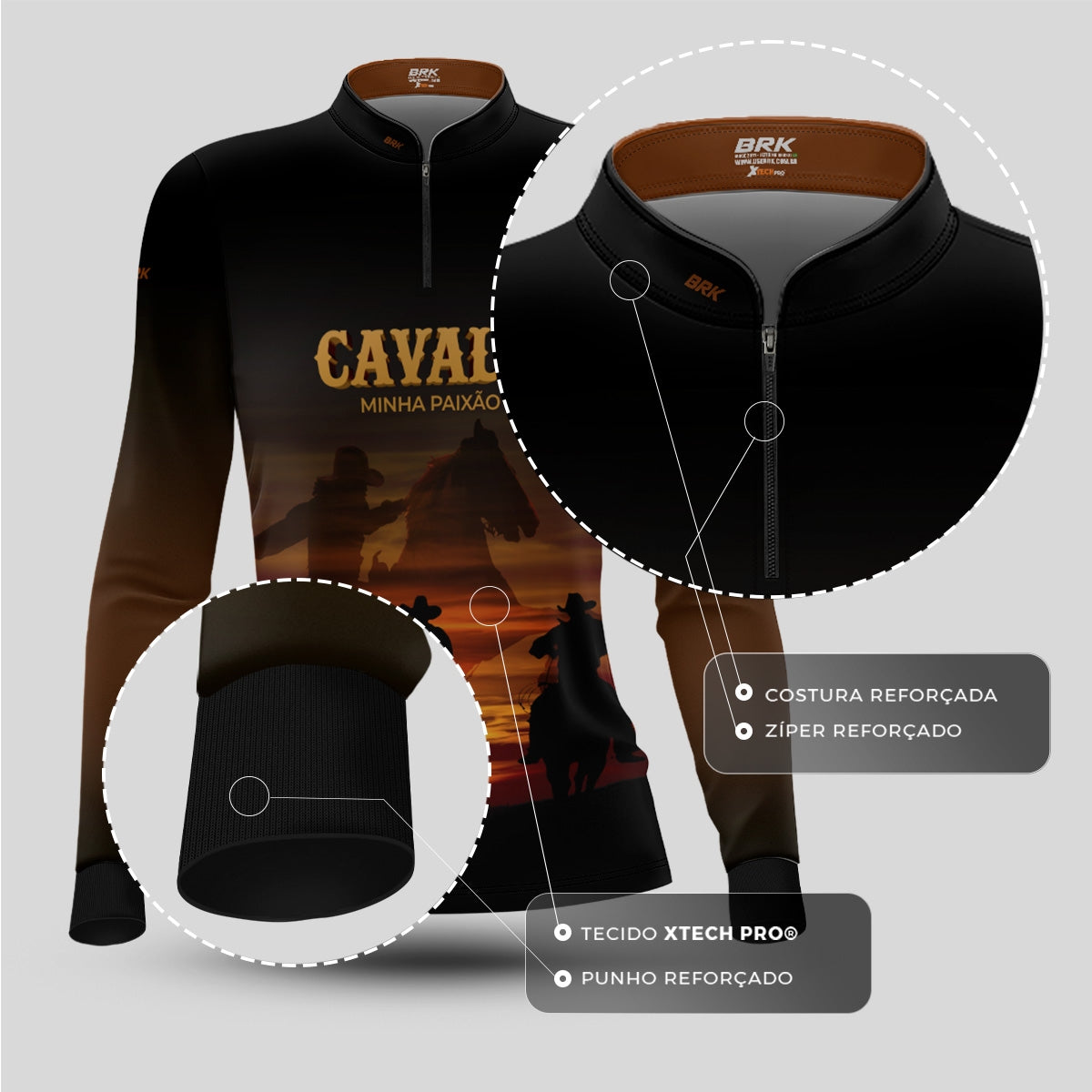 Camisa Agro Feminina Brk Eu Sou do Agro Cavalos Minha Paixão com Proteção UV50 - Brk Agro