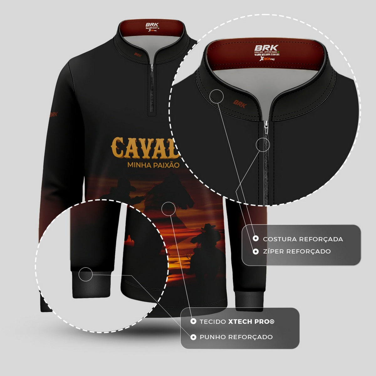 Camisa Agro Infantil Brk Eu Sou do Agro Cavalos Minha Paixão com Proteção UV50 - Brk Agro