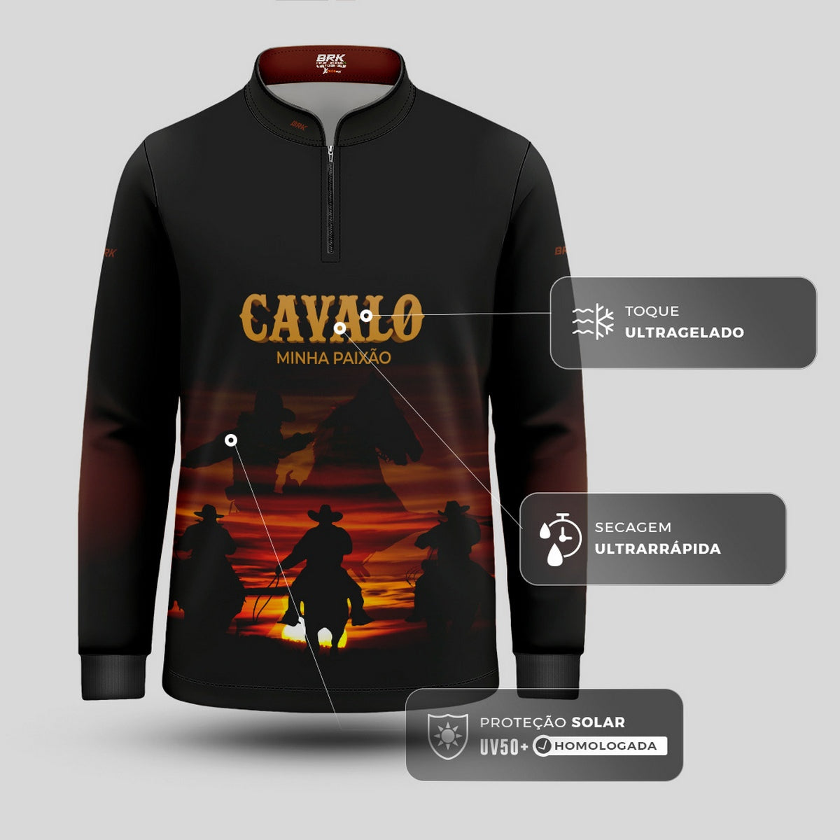 Camisa Agro Infantil Brk Eu Sou do Agro Cavalos Minha Paixão com Proteção UV50 - Brk Agro