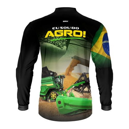 Camisa Agro Brk Eu Sou do Agro Colheitadeira Verde com Proteção UV50 - Brk Agro