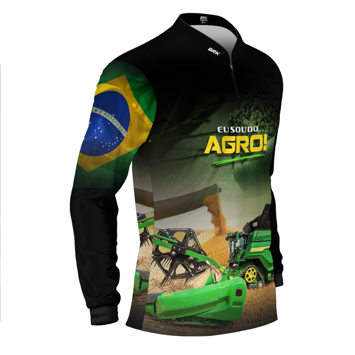 Camisa Agro Brk Eu Sou do Agro Colheitadeira Verde com Proteção UV50 - Brk Agro