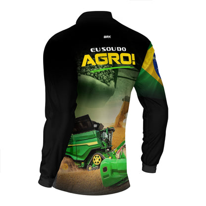 Camisa Agro Brk Eu Sou do Agro Colheitadeira Verde com Proteção UV50 - Brk Agro