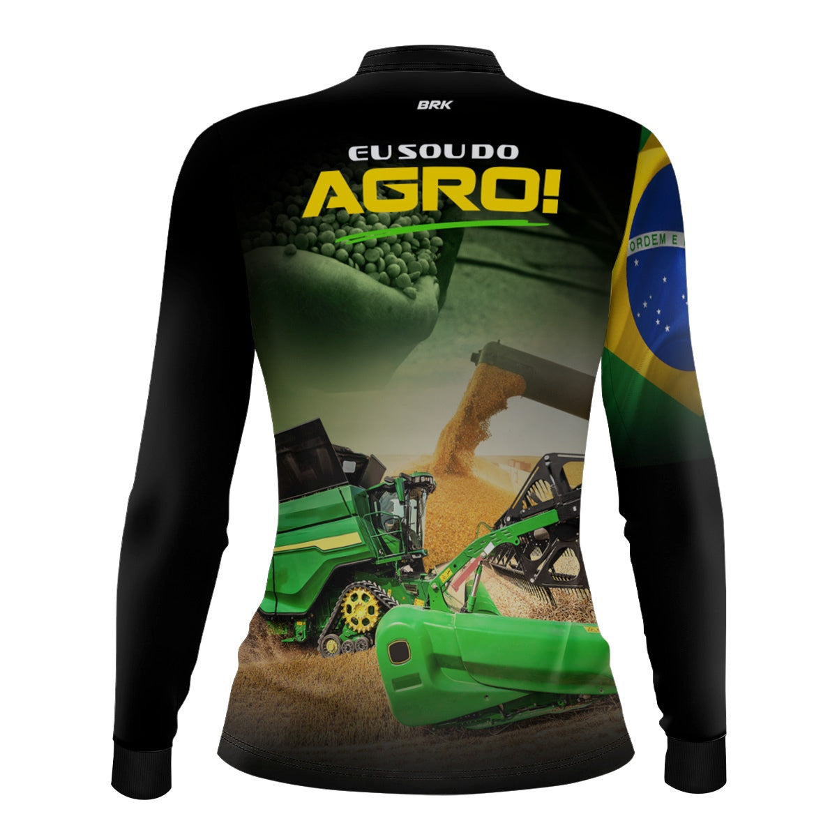 Camisa Agro Feminina Brk Eu Sou do Agro Colheitadeira Verde com Proteção UV50 - Brk Agro