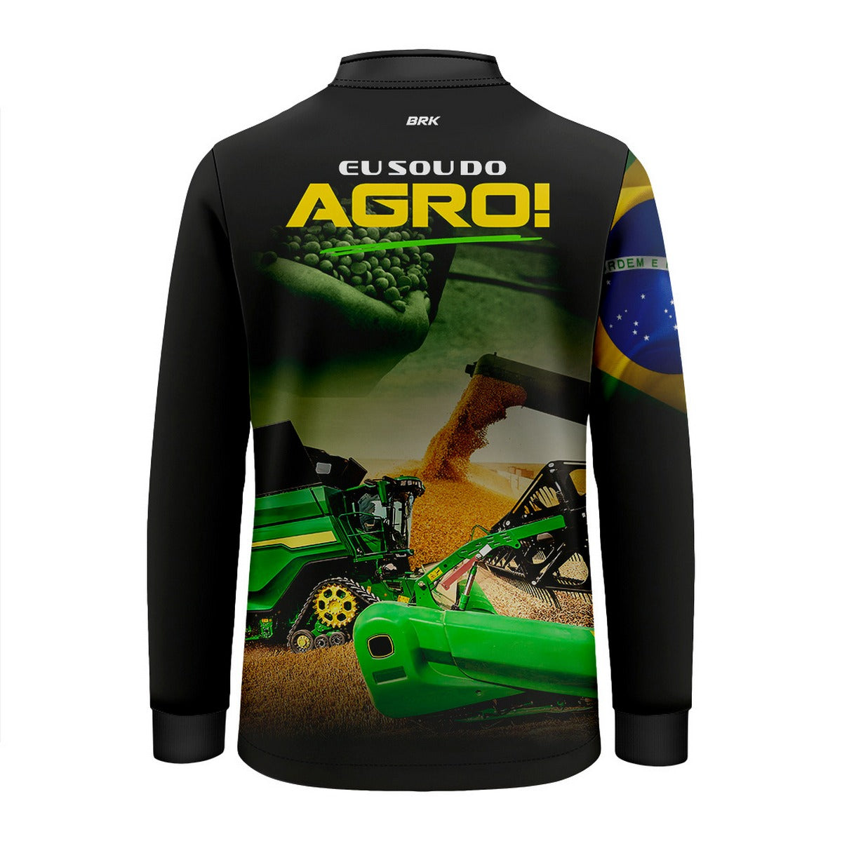 Camisa Agro Infantil Brk Eu Sou do Agro Colheitadeira Verde com Proteção UV50 - Brk Agro