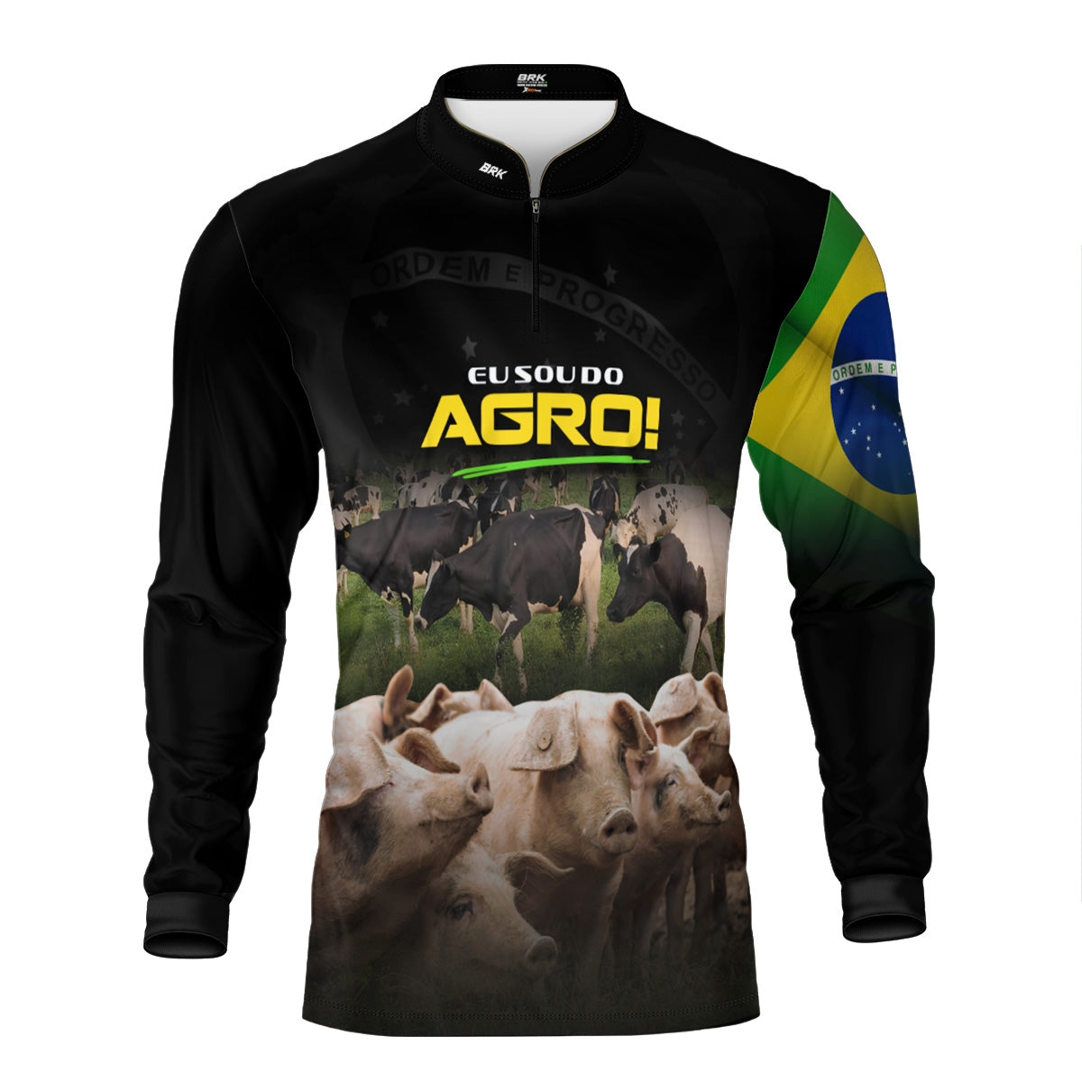 Camisa Agro Brk Eu Sou do Agro Preta Pecuária com Proteção UV50 - Brk Agro