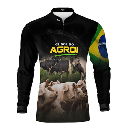 Camisa Agro Brk Eu Sou do Agro Preta Pecuária com Proteção UV50 - Brk Agro
