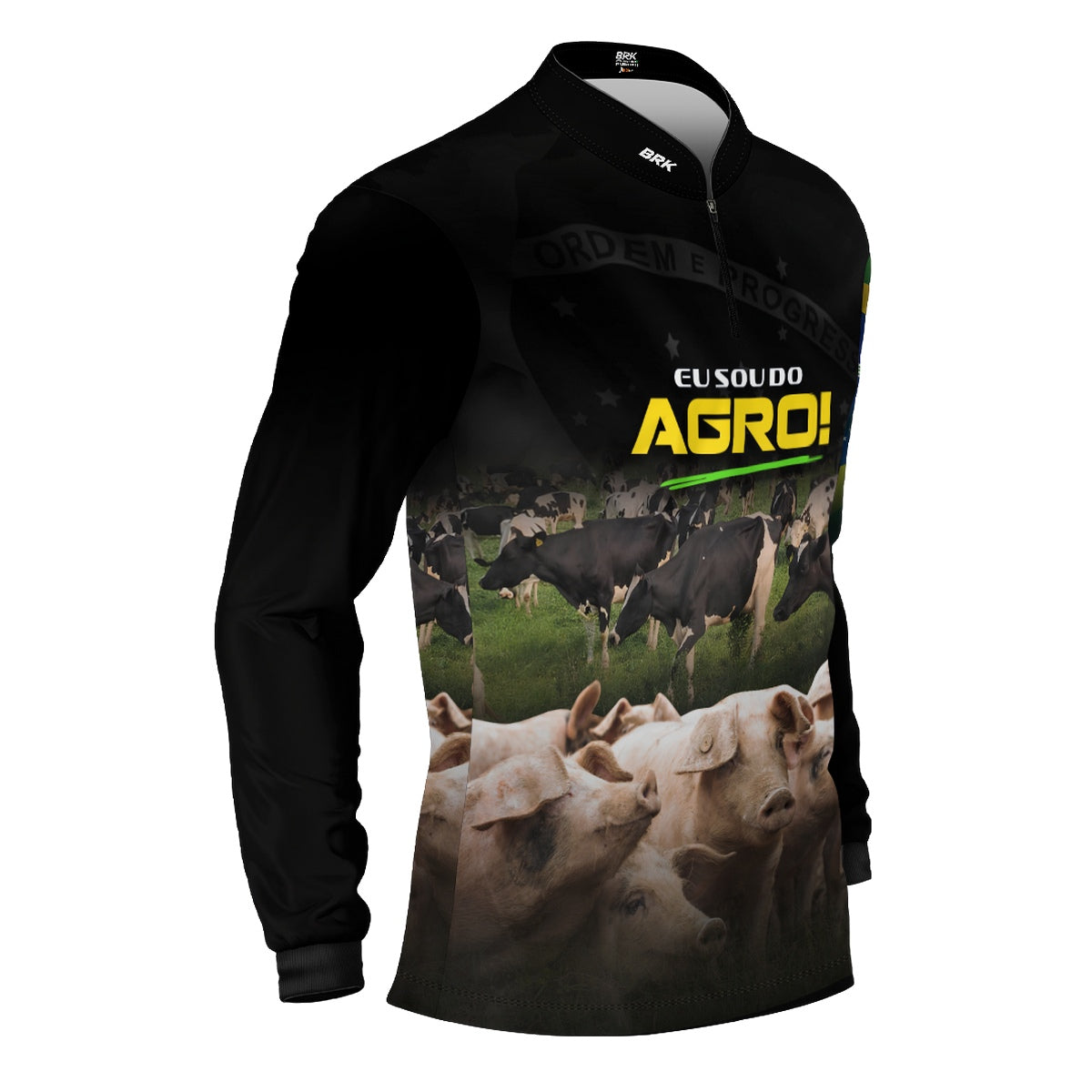 Camisa Agro Brk Eu Sou do Agro Preta Pecuária com Proteção UV50 - Brk Agro