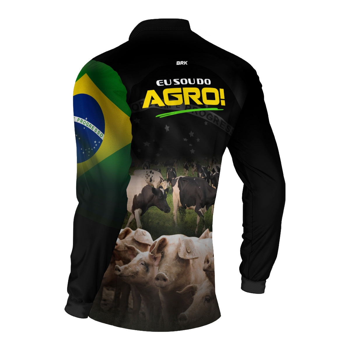 Camisa Agro Brk Eu Sou do Agro Preta Pecuária com Proteção UV50 - Brk Agro
