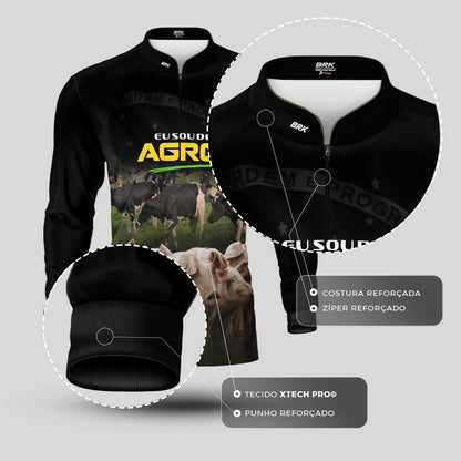 Camisa Agro Brk Eu Sou do Agro Preta Pecuária com Proteção UV50 - Brk Agro